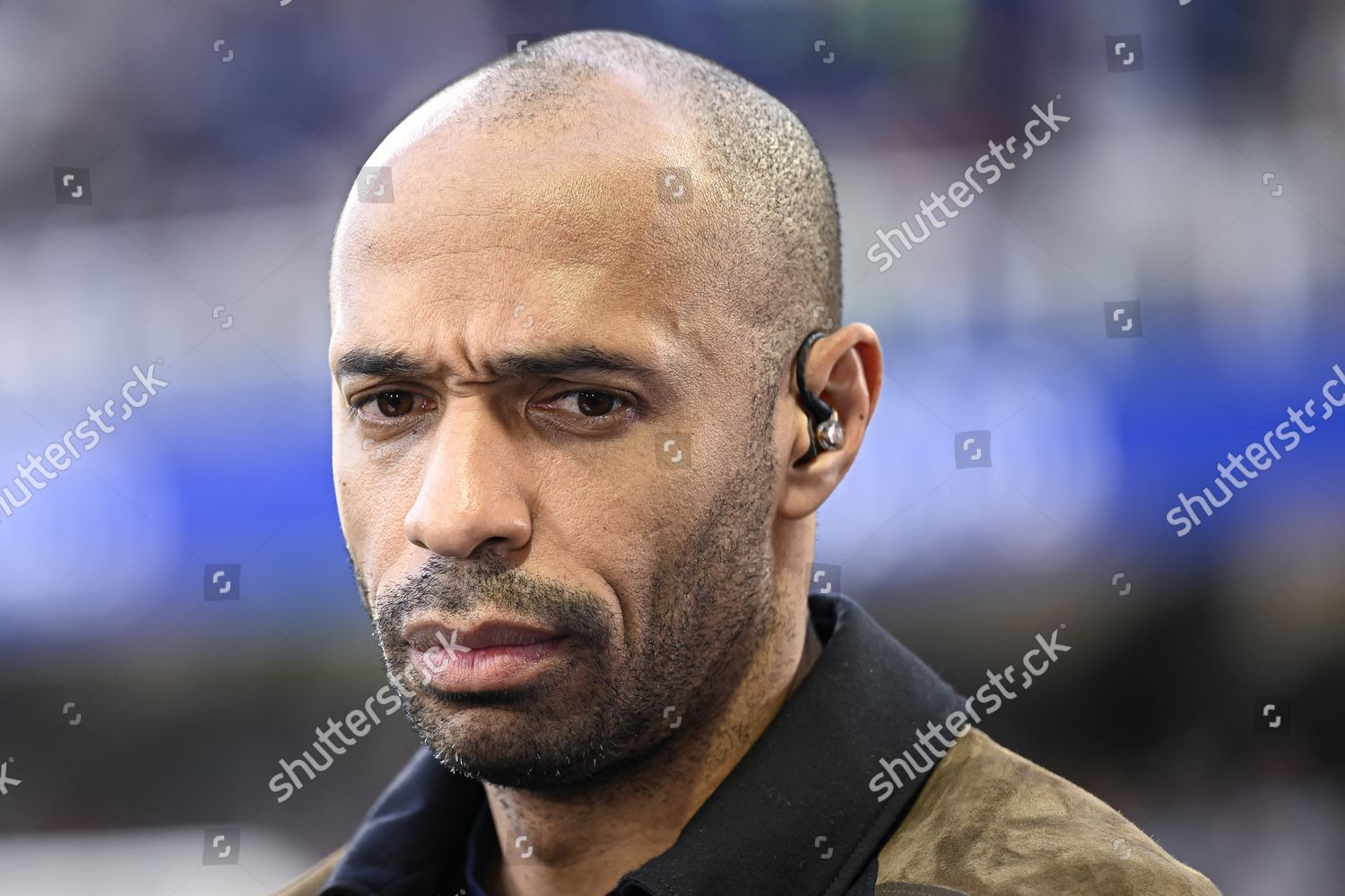 Auxerre, France. 21st May, 2023. Thierry Henry, consultant for  Prime  Video channel during the Ligue 1 Uber Eats football (soccer) match between  AJ Auxerre (AJA) and Paris Saint Germain (PSG) on