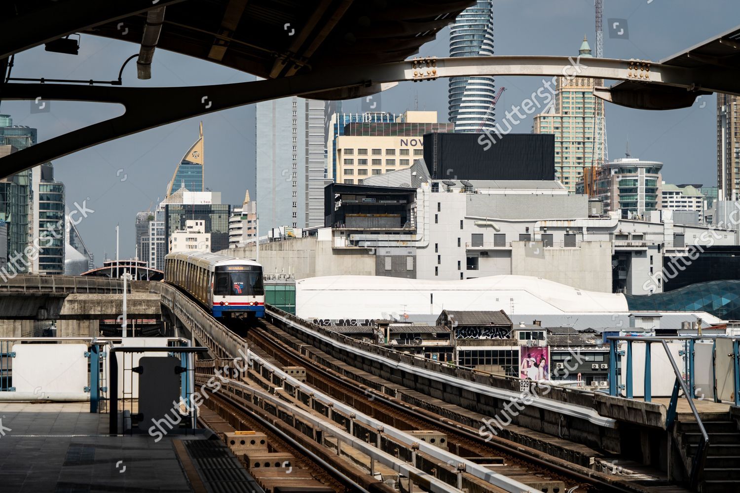 Bts Skytrain Arrives National Stadium Station Editorial Stock Photo Bts Skytrain Arrives National Stadium Station Editorial Stock Photo