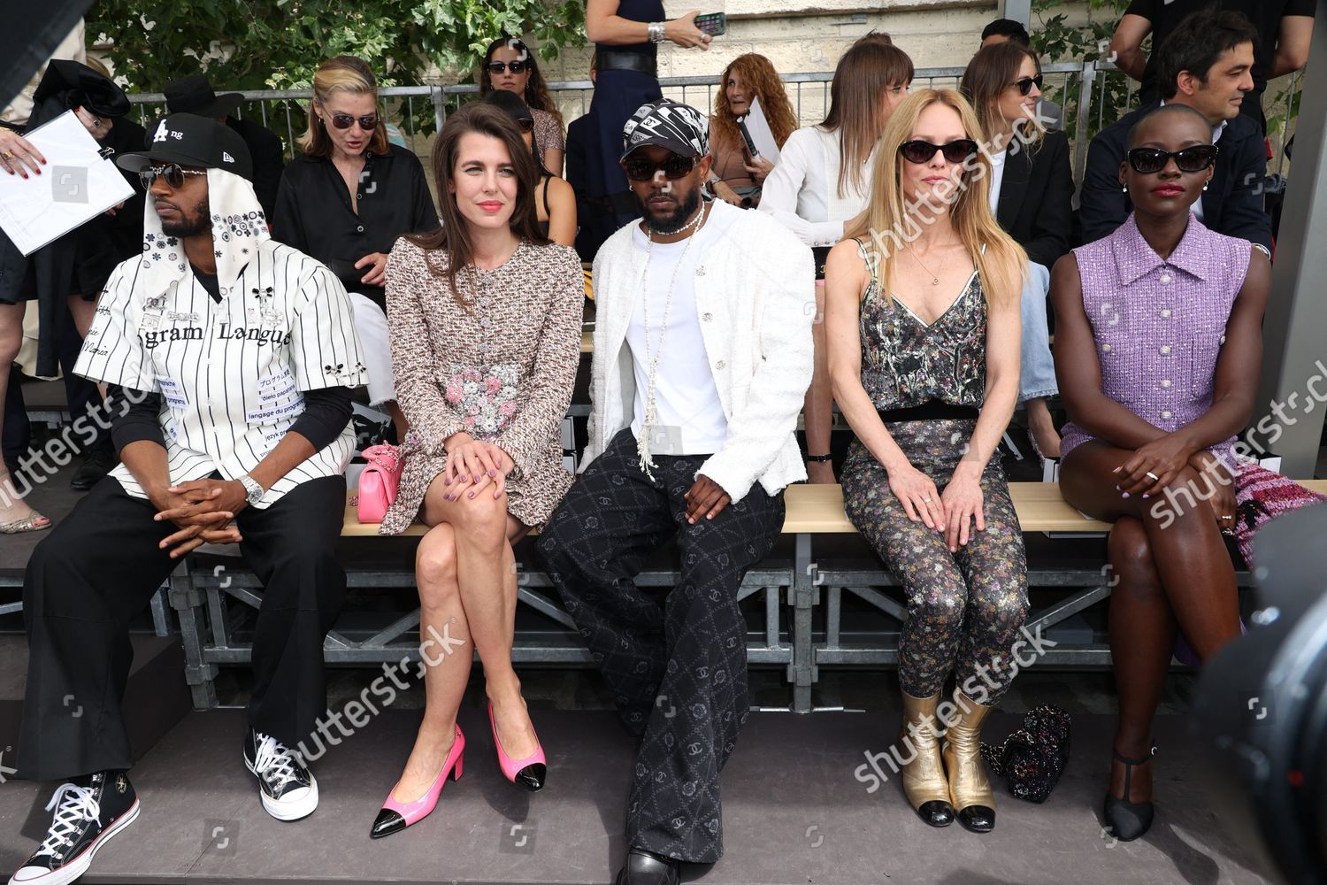 Paris, France. July 4, 2023. Charlotte Casiraghi, Kendrick Lamar and  Vanessa Paradis attends the Chanel Haute couture Fall/Winter 2023/2024 show  as part of Paris Fashion Week in Paris, France on July 4