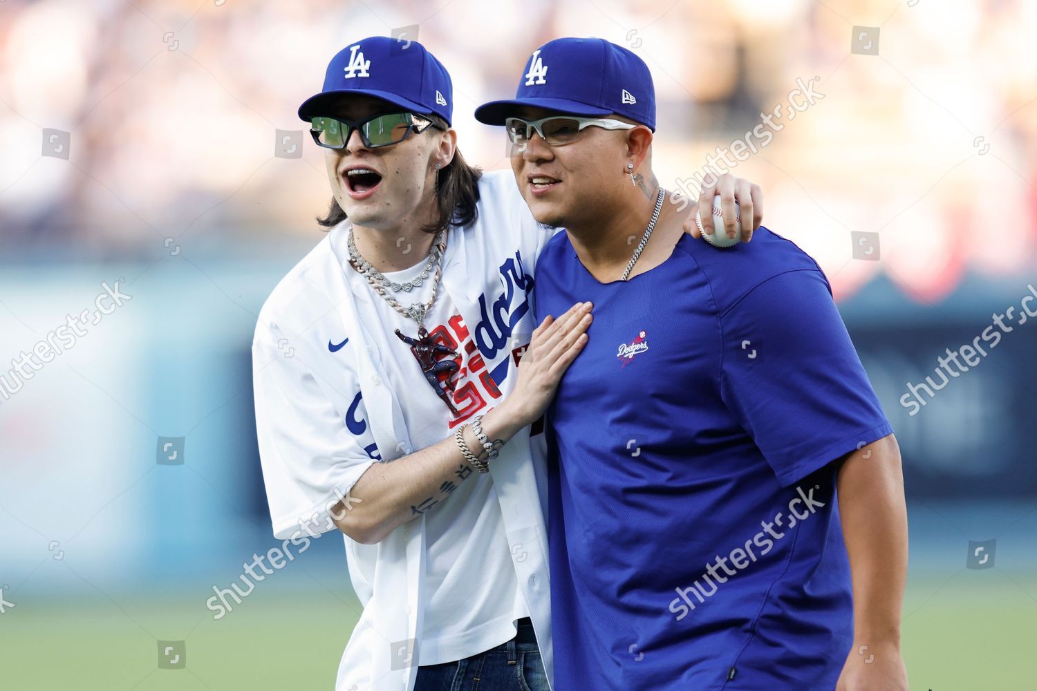 Peso Pluma throws out first pitch at Dodger Stadium