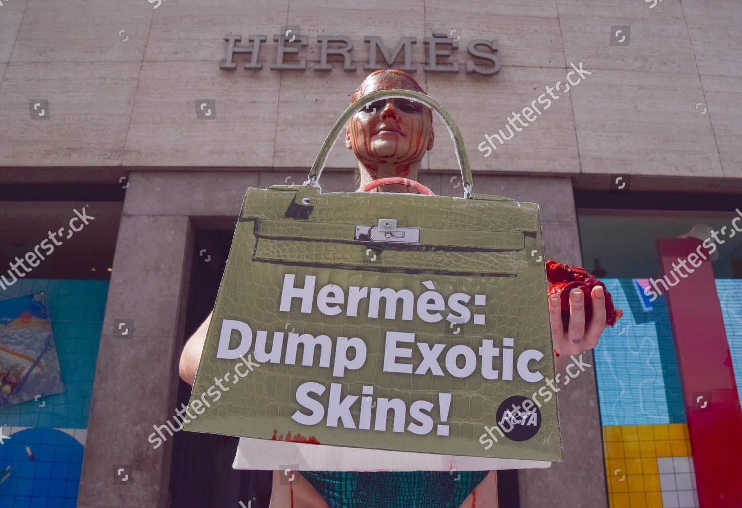 Activists protest use of exotic animal skins in Hermes bags