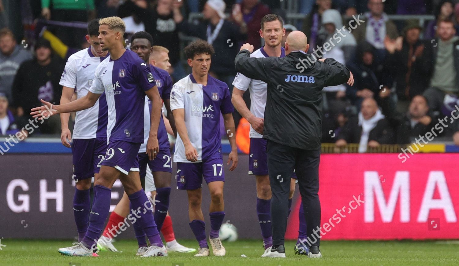 Anderlecht's head coach Brian Riemer celebrates during a soccer