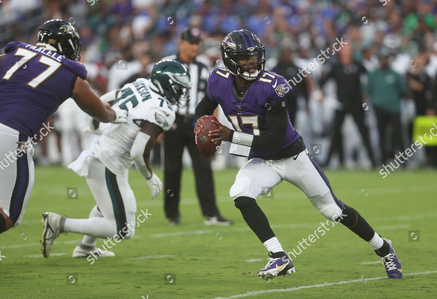 Baltimore Ravens quarterback Josh Johnson (17) in action during