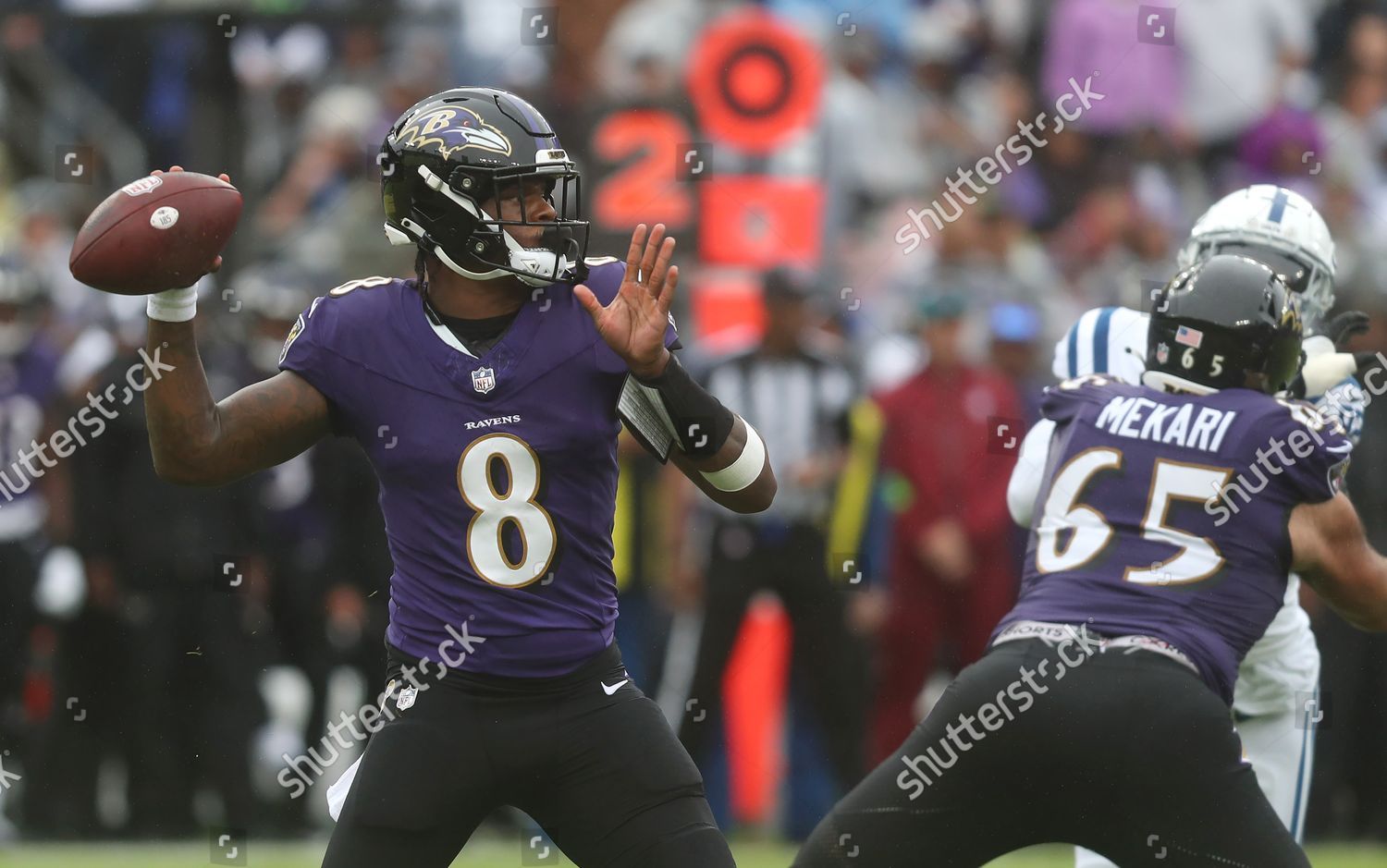 Baltimore, MD, USA. 24th Sep, 2023. Baltimore Ravens QB Lamar Jackson (8)  in action against the Indianapolis Colts at M&T Bank Stadium in Baltimore,  MD. Photo/ Mike Buscher/Cal Sport Media (Credit Image: ©