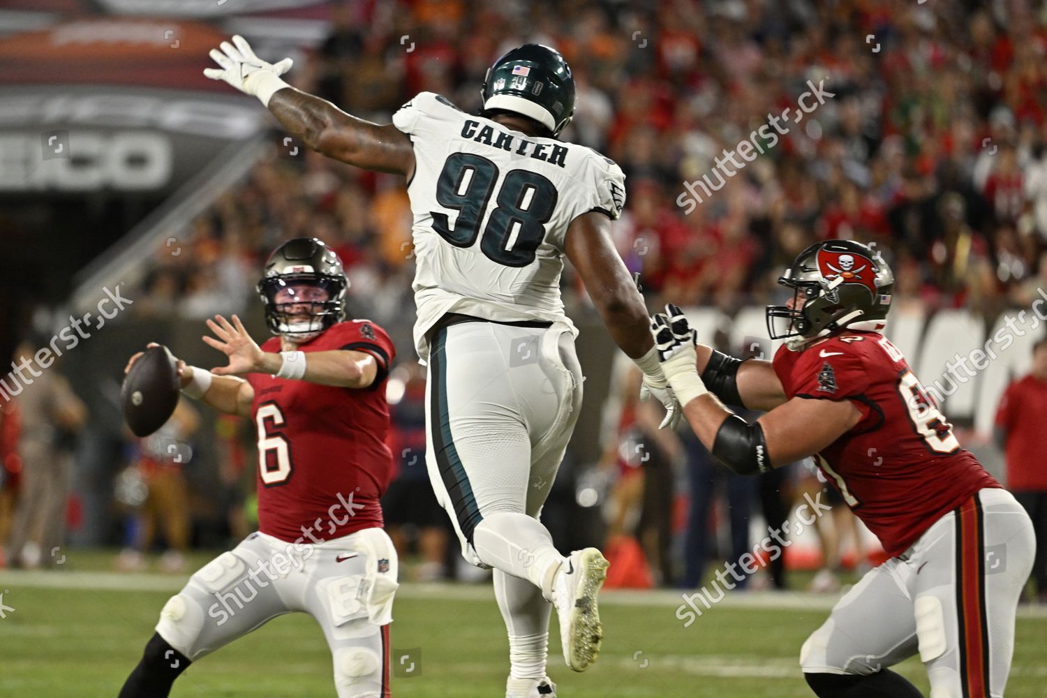 Tampa Bay Buccaneers guard Luke Goedeke (67) is seen during an NFL