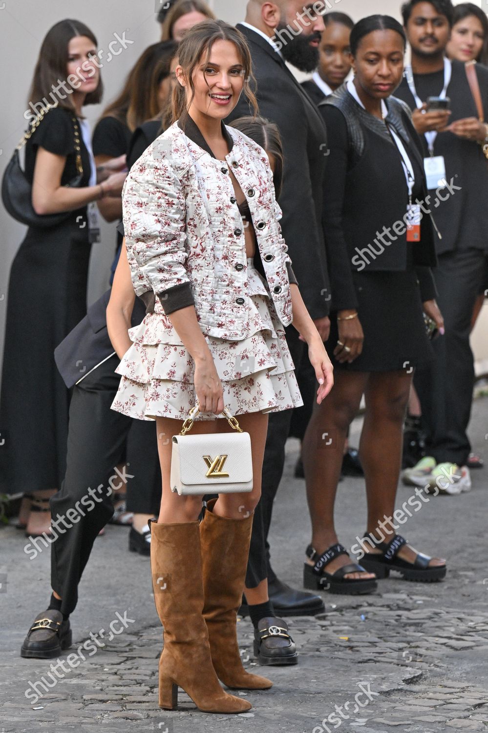 Alicia Vikander at Louis Vuitton show during Paris Fashion Week