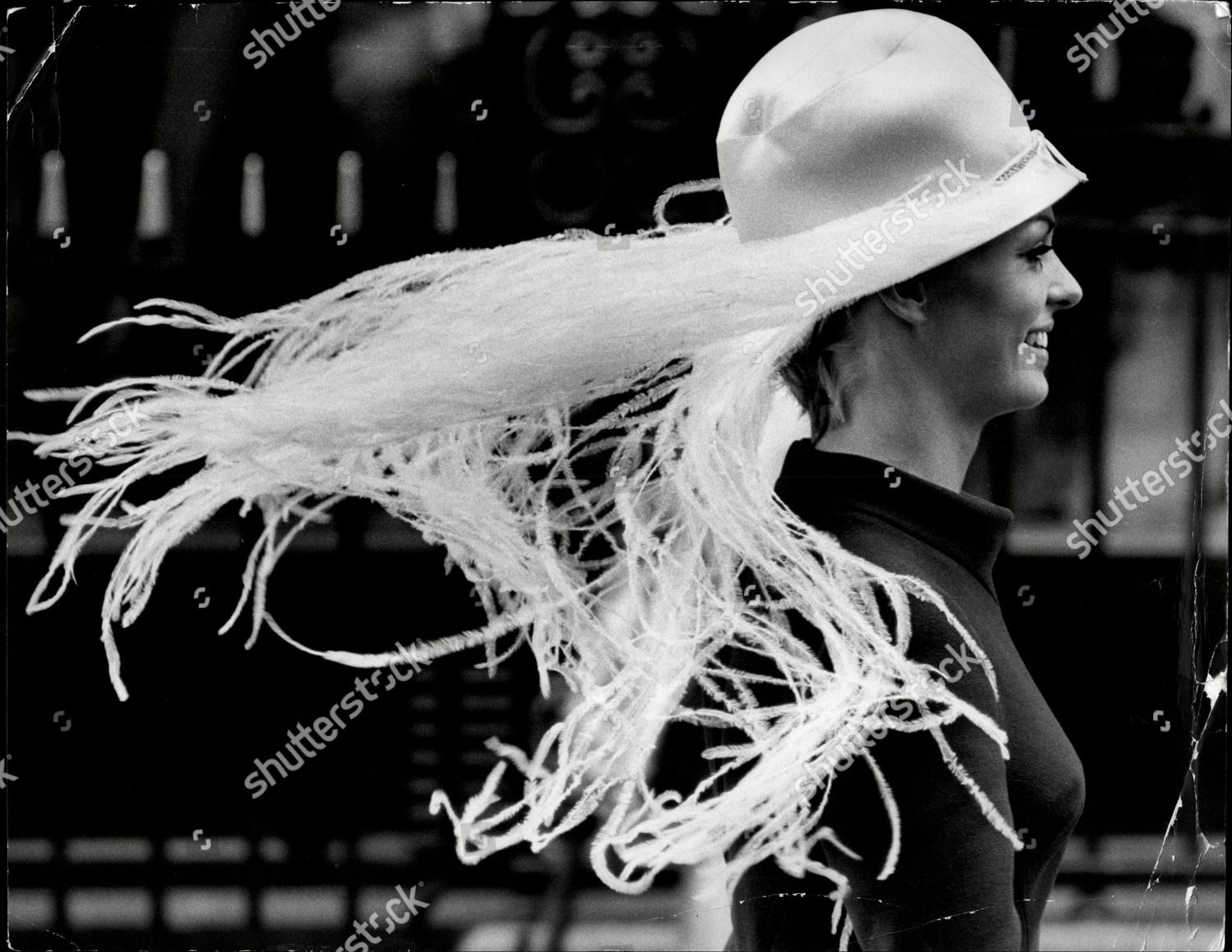 Fashion Women Hats 1970 Ostrich 