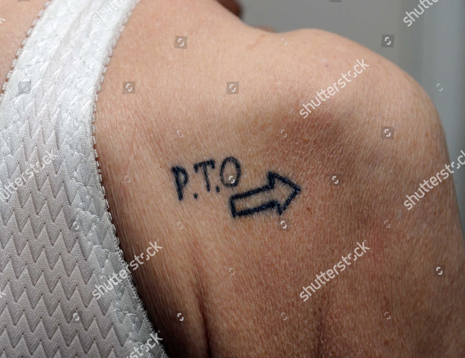 Pto Please Turn Over Tattoo Arrow On Editorial Stock Photo Stock Image Shutterstock