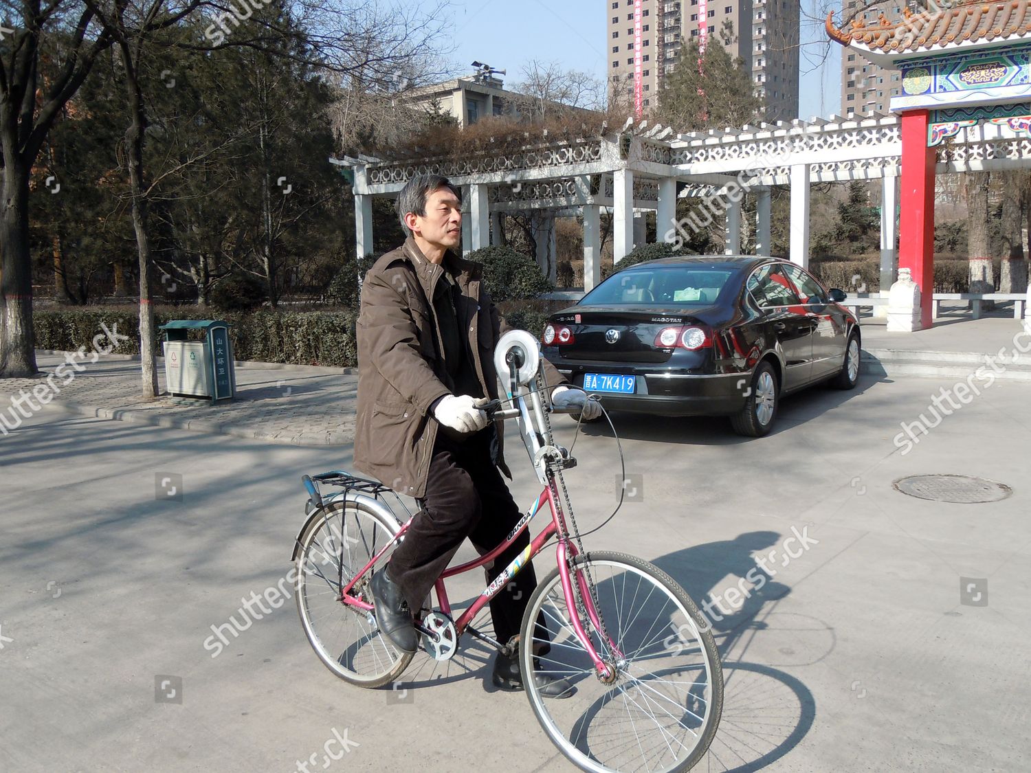 Yu Jianming Rides His Bike By Pedalling Editorial Stock Photo Stock Image Shutterstock