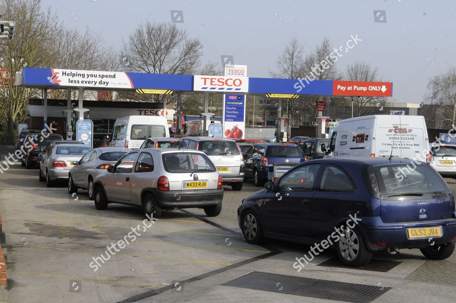Cars Queuing Panic Buy Petrol Tesco Editorial Stock Photo Stock Image