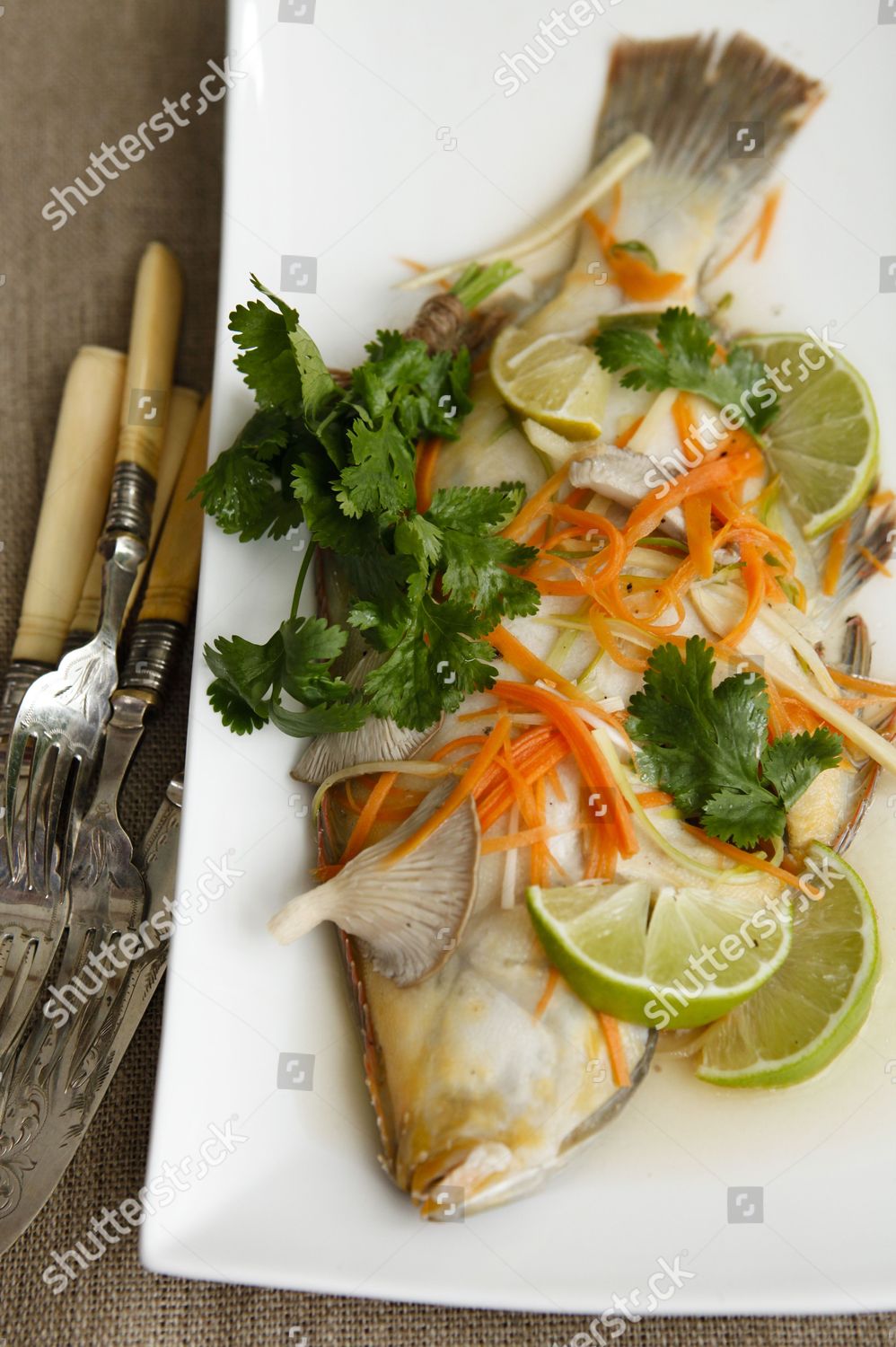 Poached Whole Flounder Ginger Soy Broth Editorial Stock Photo - Stock ...