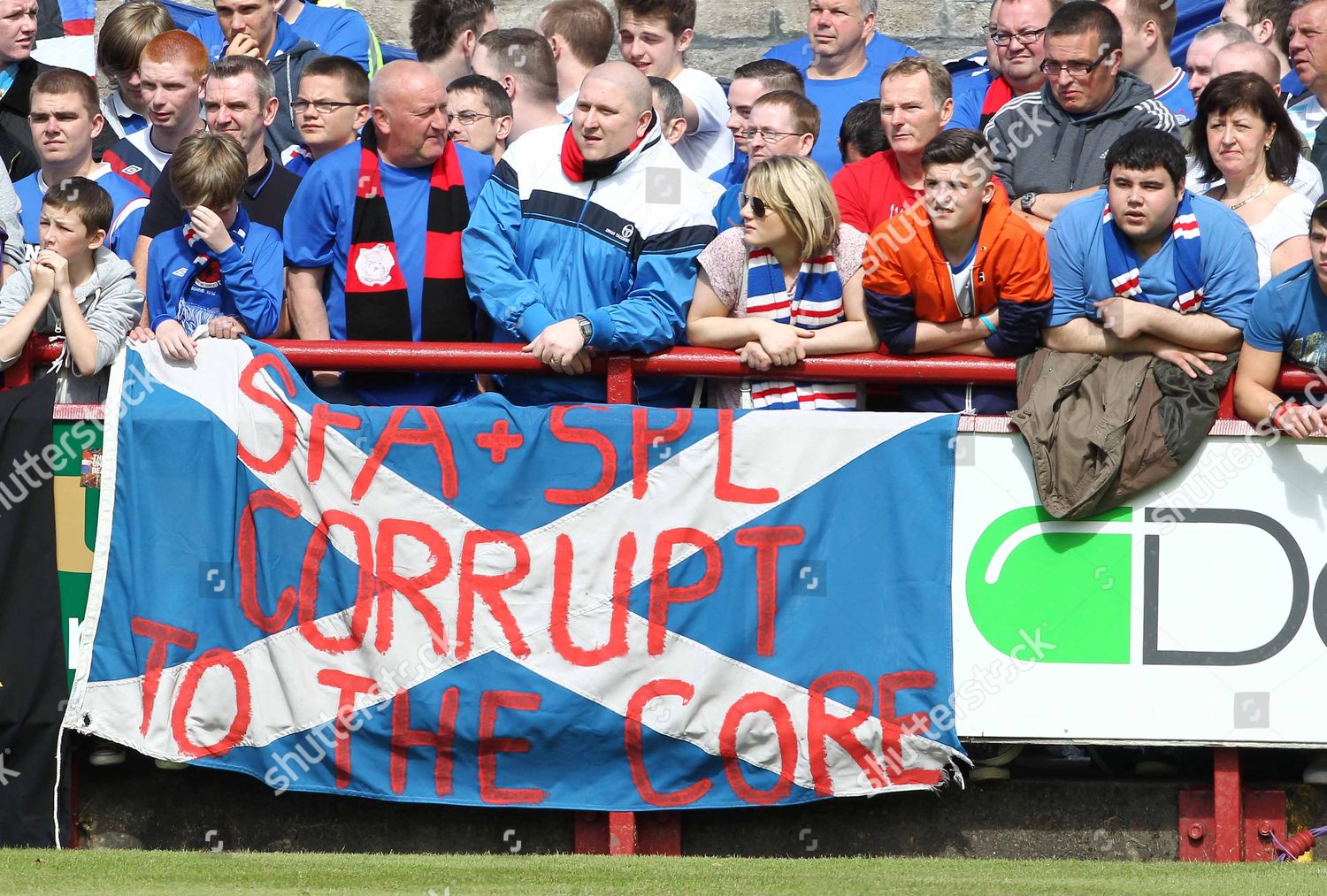 Rangers Fans Display Banner Aimed Spa Spl Editorial Stock Photo