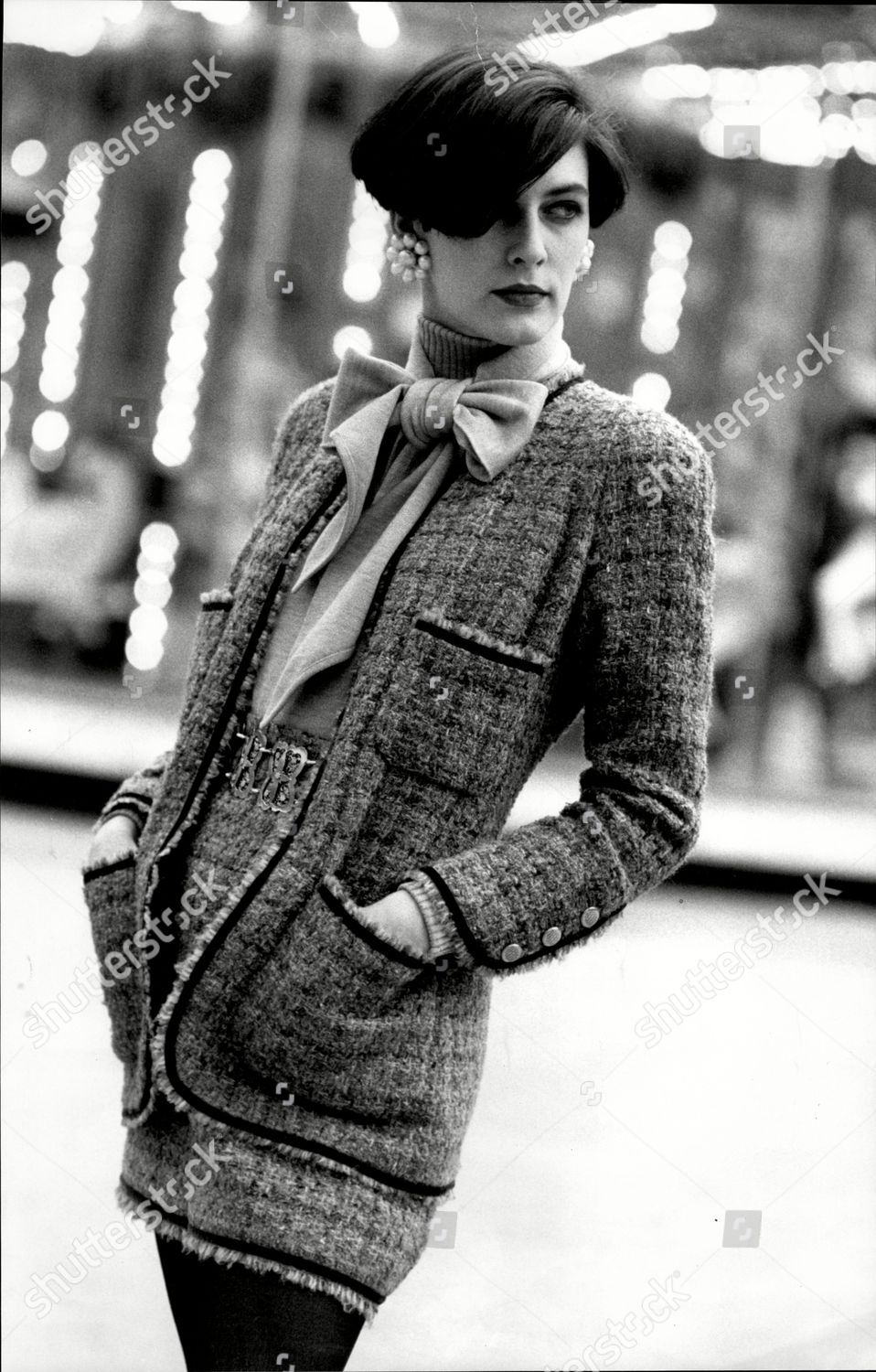 Chanel Taupe Tweed Jacket Shirt Flecks 
