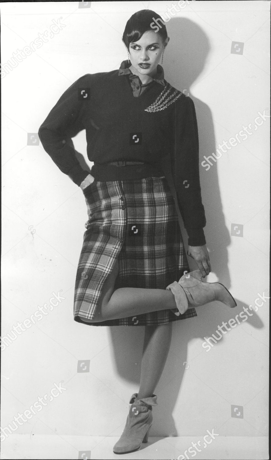 Plaid Front Buttoning Skirt Check Skirt 