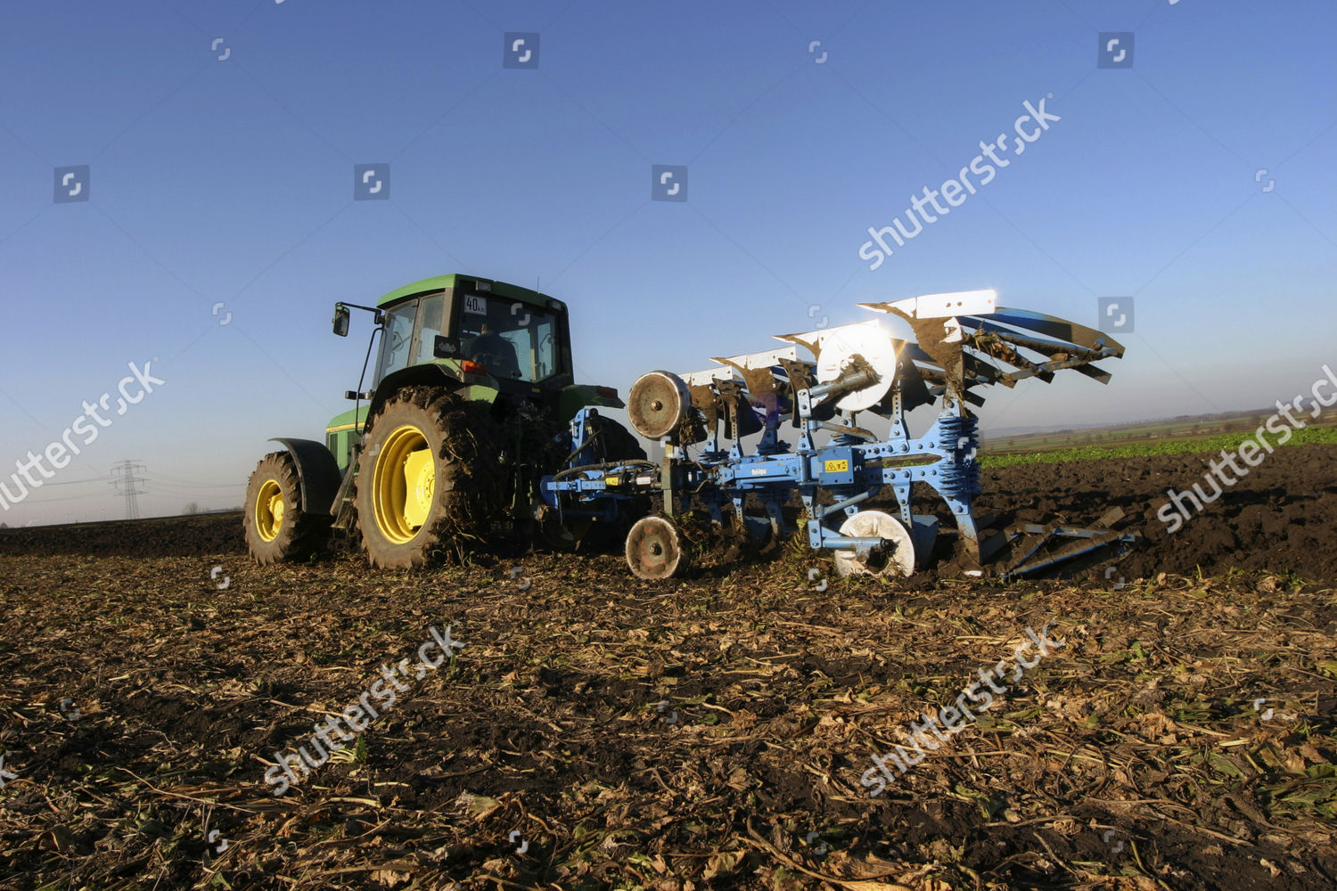 Tractor Plough Field Editorial Stock Photo