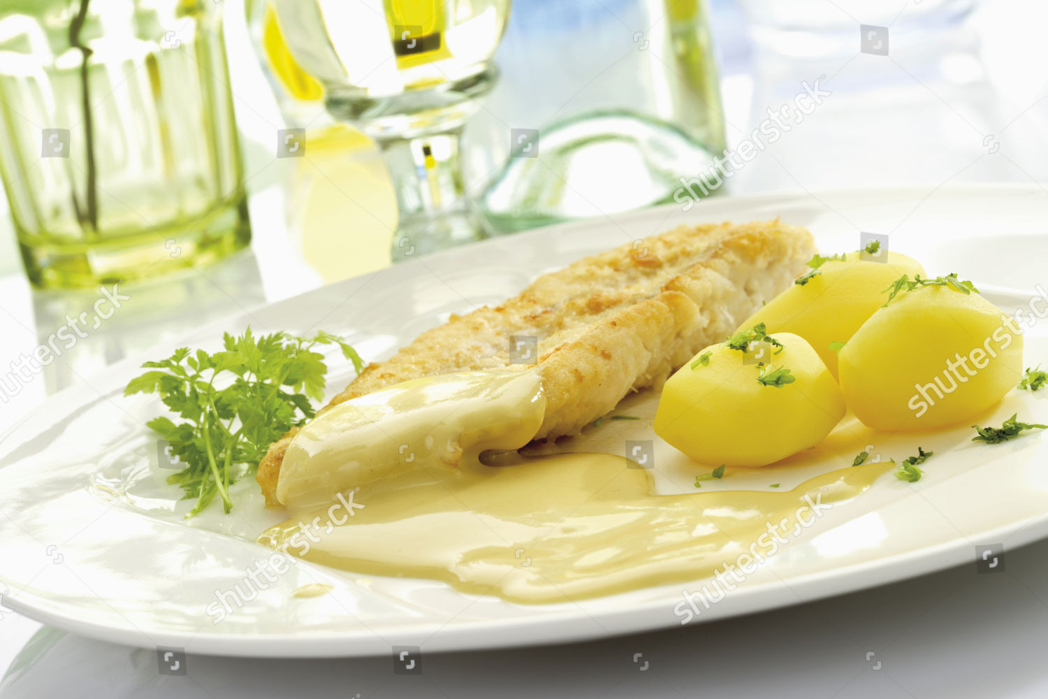 redfish-fillet-mustard-sauce-boiled-potatoes-editorial-stock-photo