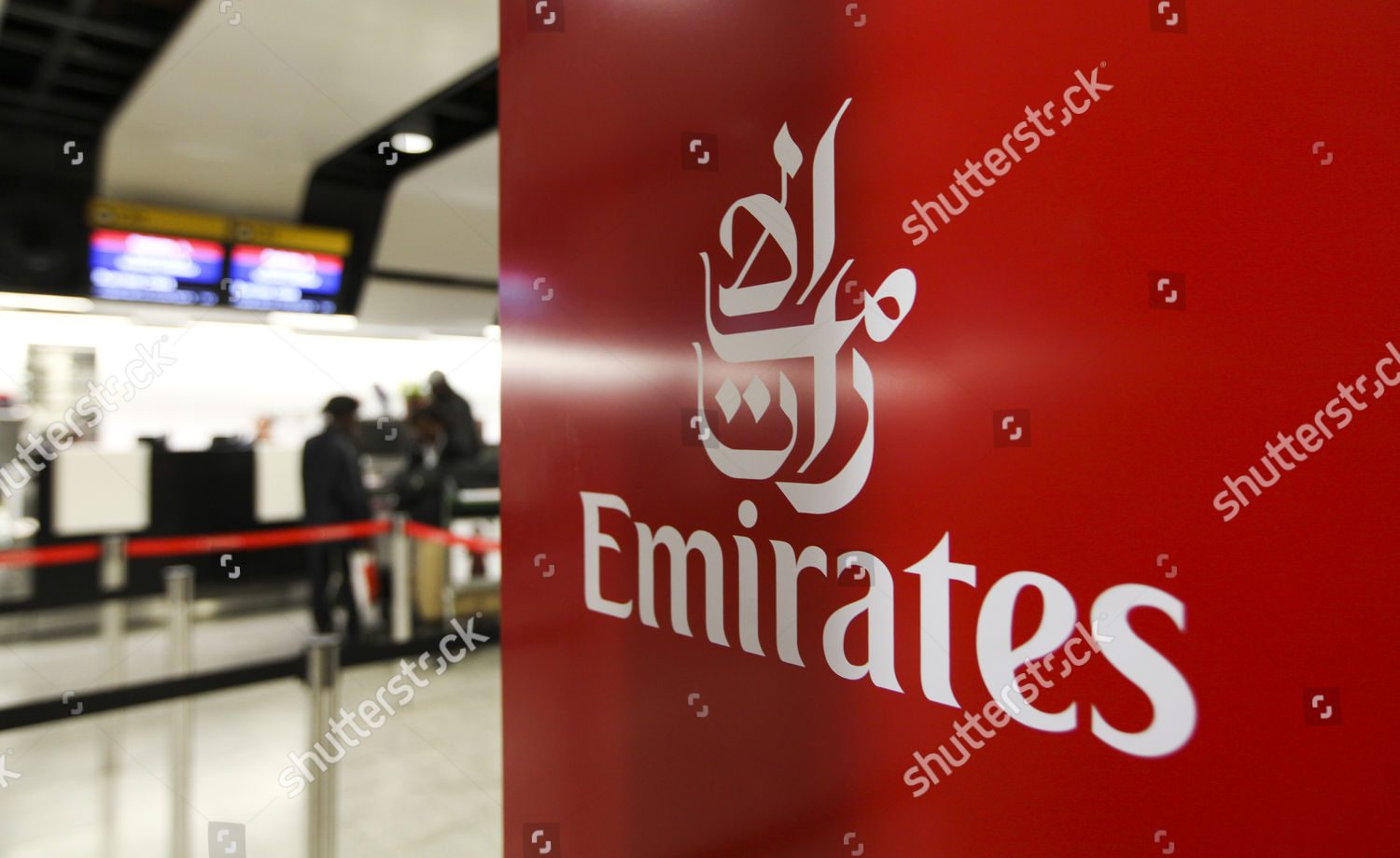 Passengers Queue Emirates Checkin Desk London Editorial Stock Photo