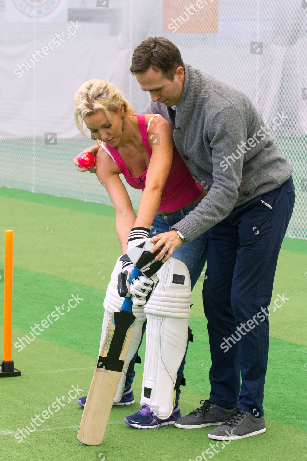 Michael Vaughan Showing Natalie Lowe Correct Batting Editorial Stock Photo Stock Image Shutterstock