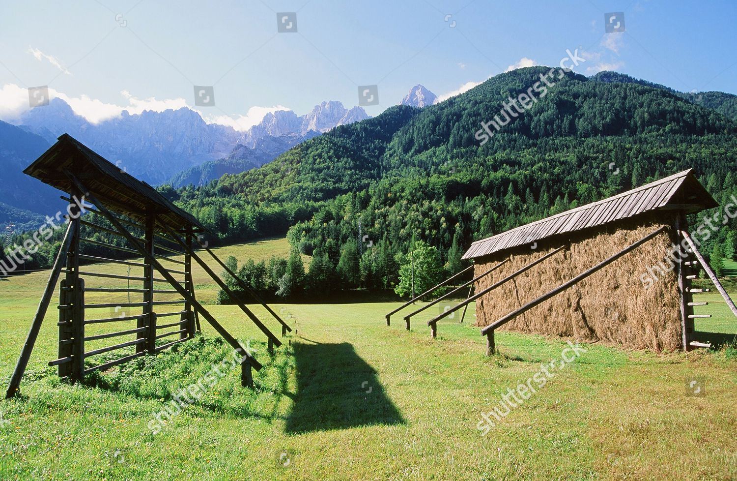 Traditional Hay Drying Racks Triglav National Editorial Stock Photo