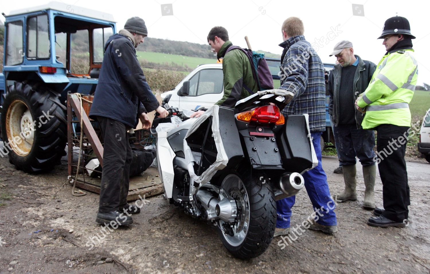 Opportunist Salvages Bmw Motorbike Shipping Containers Washed Editorial