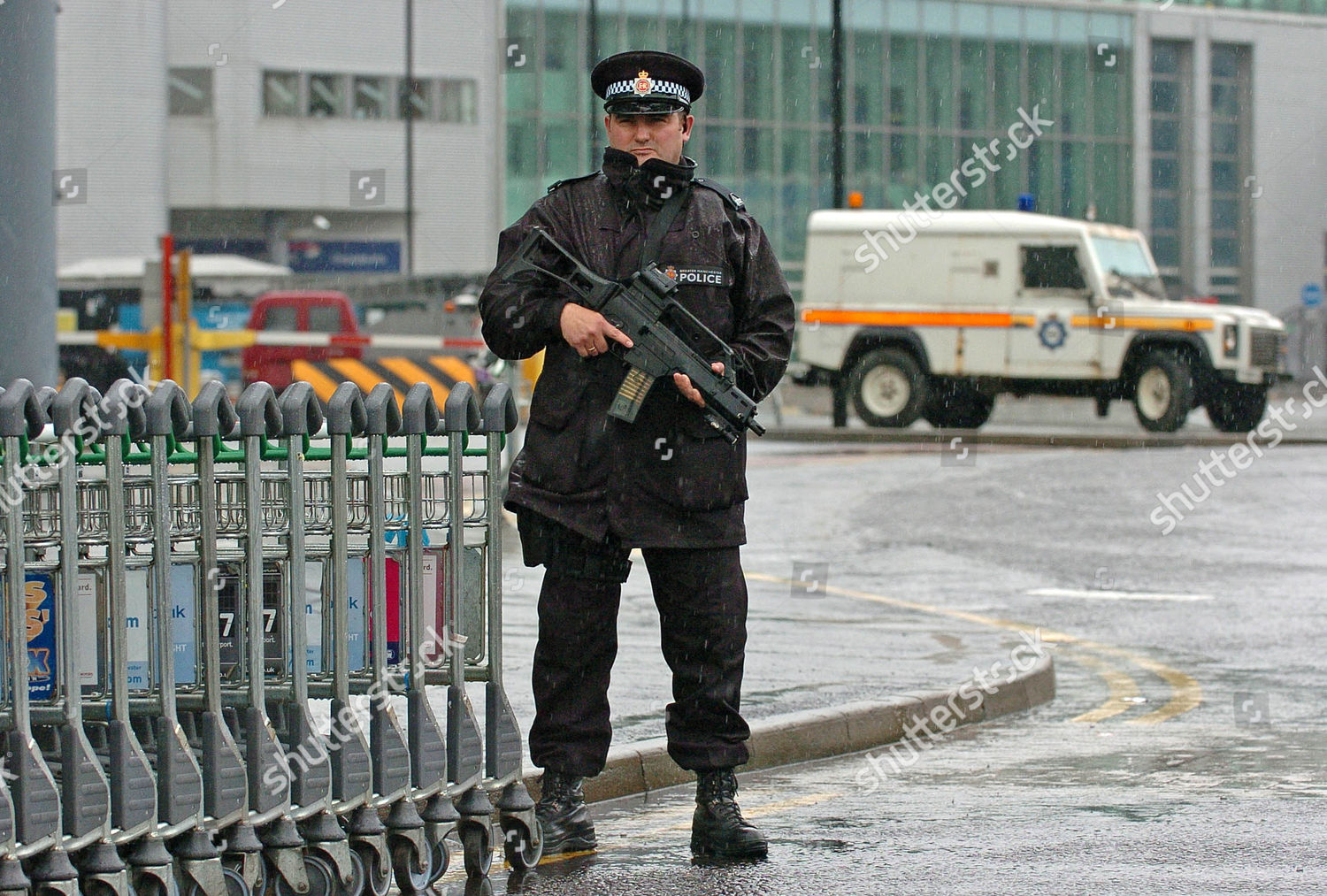 Armed Police Terminal 3 Manchester Airport Editorial Stock Photo
