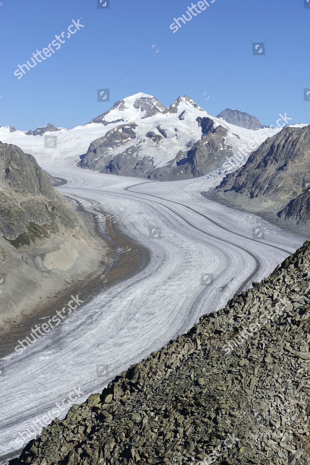 Great Aletsch Glacier Behind Mt Eiger Editorial Stock Photo Stock