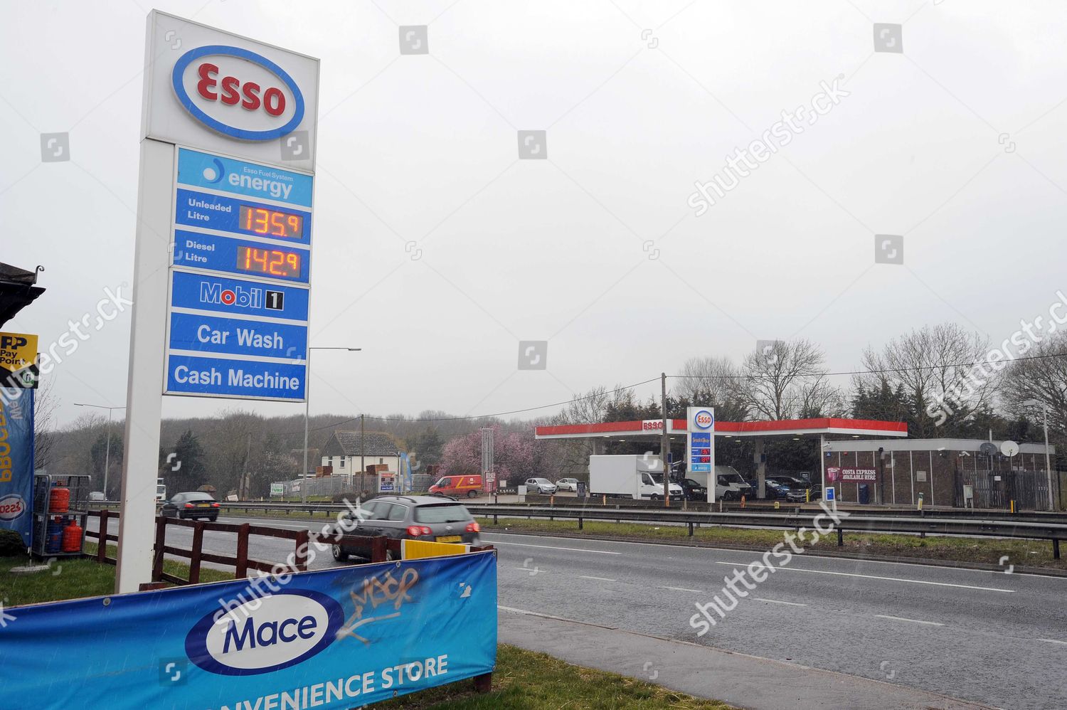 Two Esso Garages Showing Different Prices Editorial Stock Photo Stock
