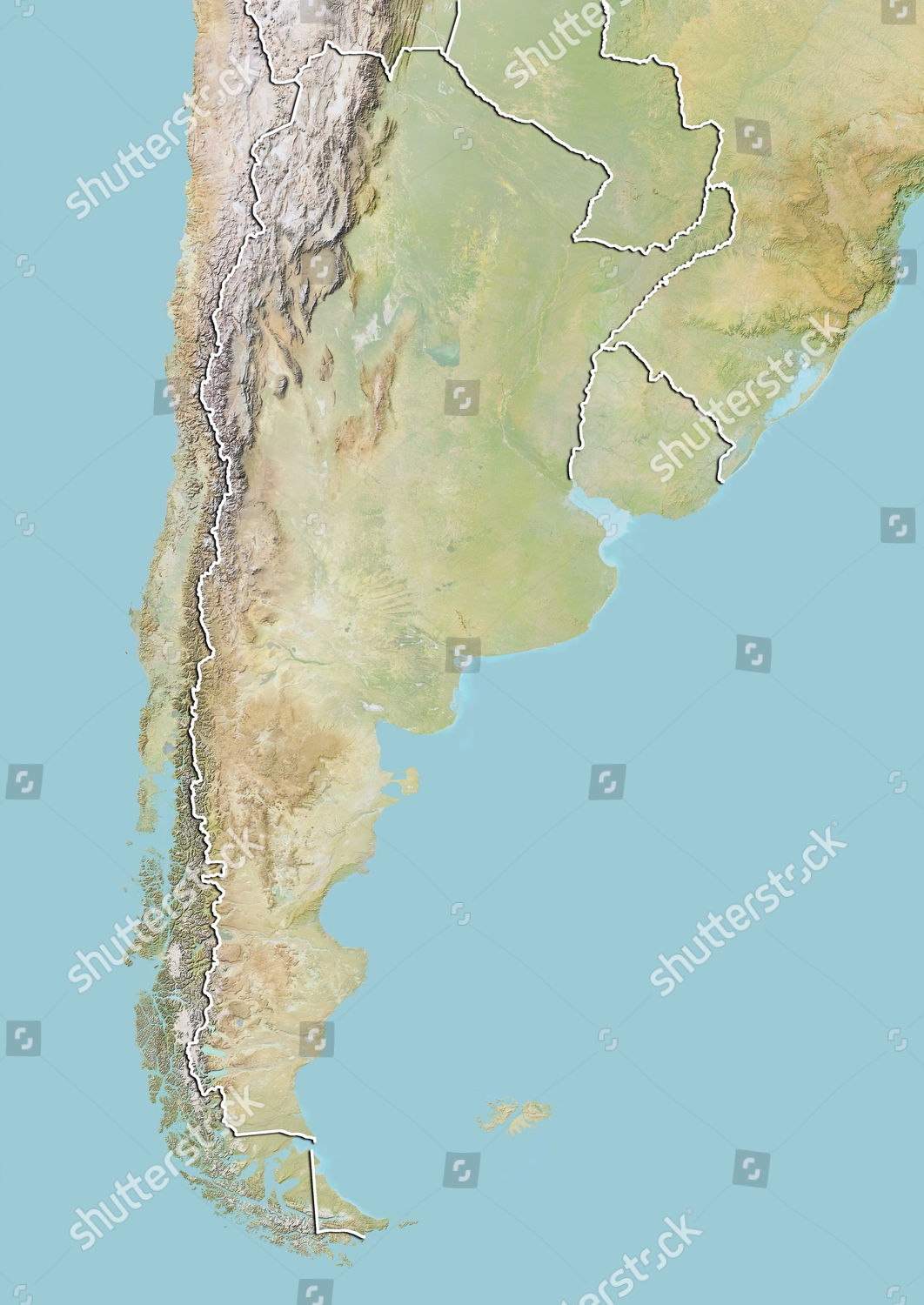 Argentina Relief Map Border Editorial Stock Photo - Stock Image ...