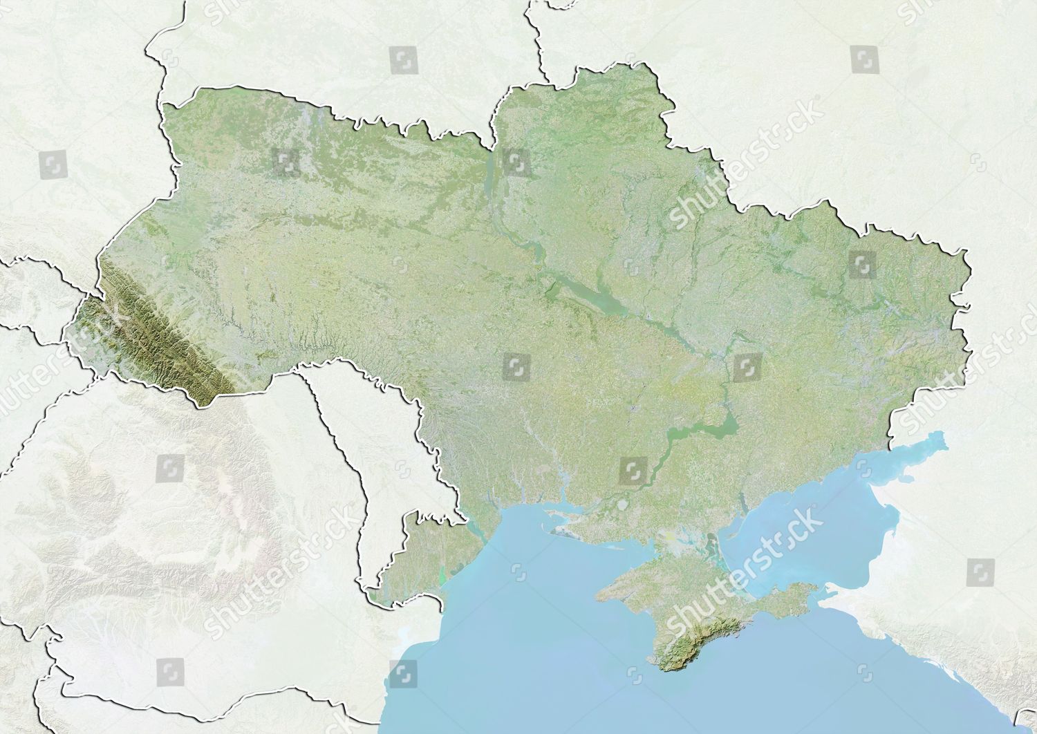 Ukraine Relief Map Border Mask Editorial Stock Photo - Stock Image ...