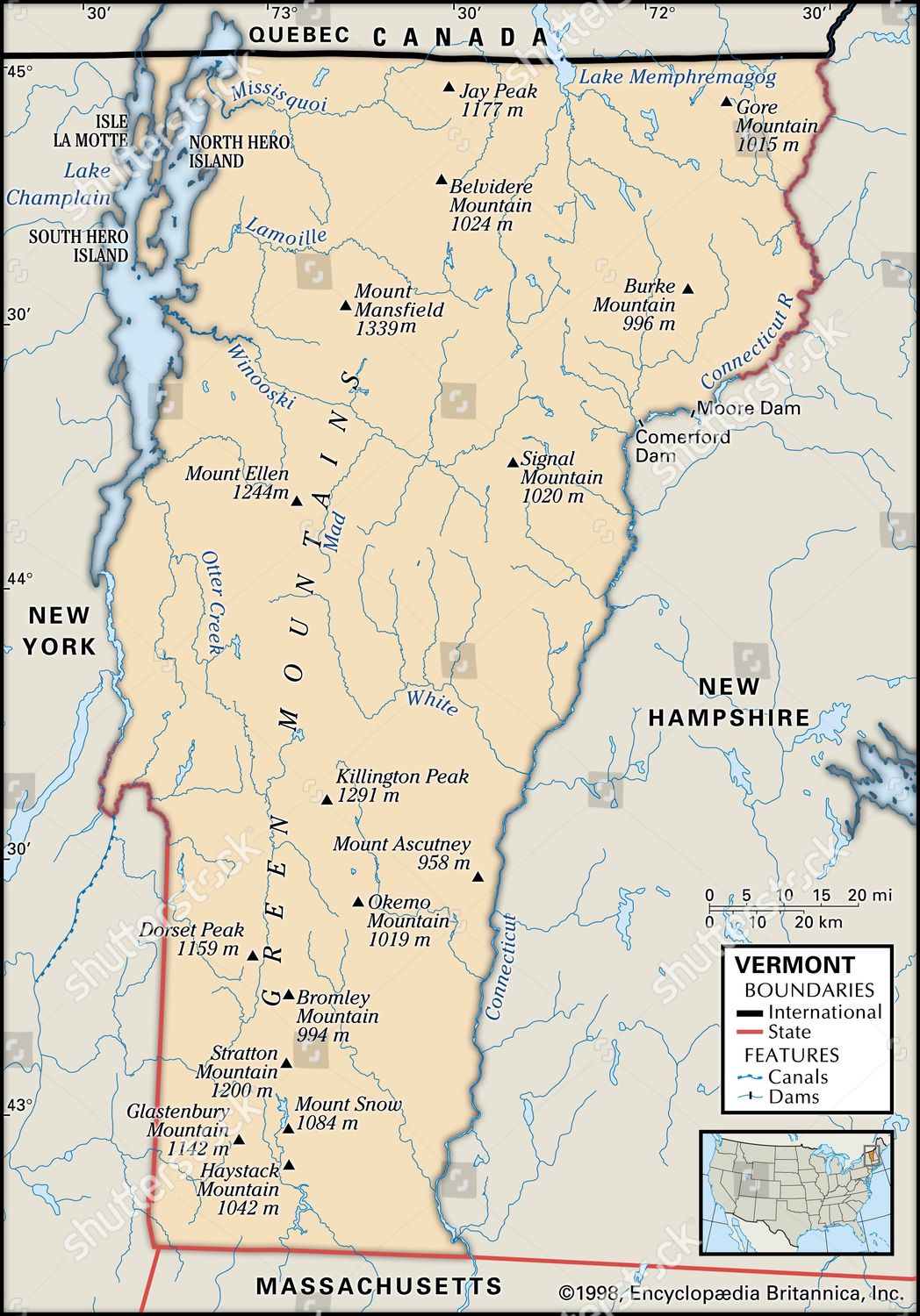 Physical Map Vermont Editorial Stock Photo - Stock Image | Shutterstock