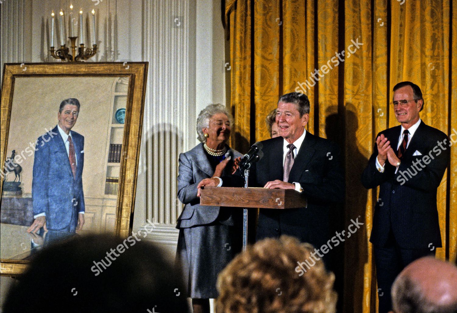 Barbara Bush Former Us President Ronald Reagan Editorial Stock