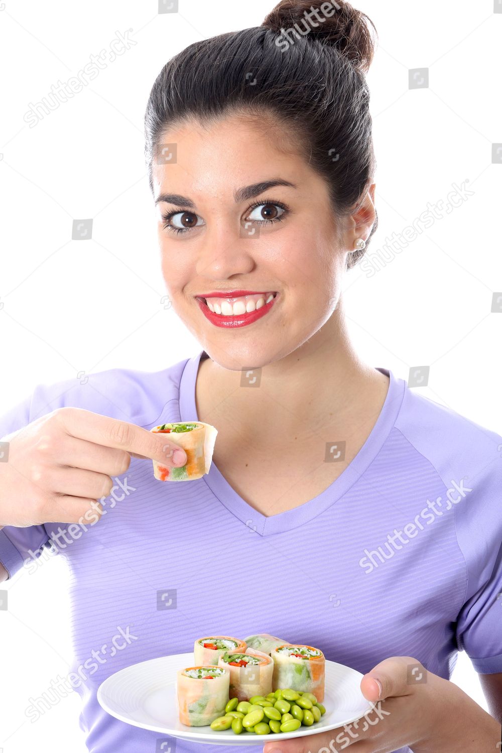 Model Released Young Woman Eating Tuna Editorial Stock Photo Stock