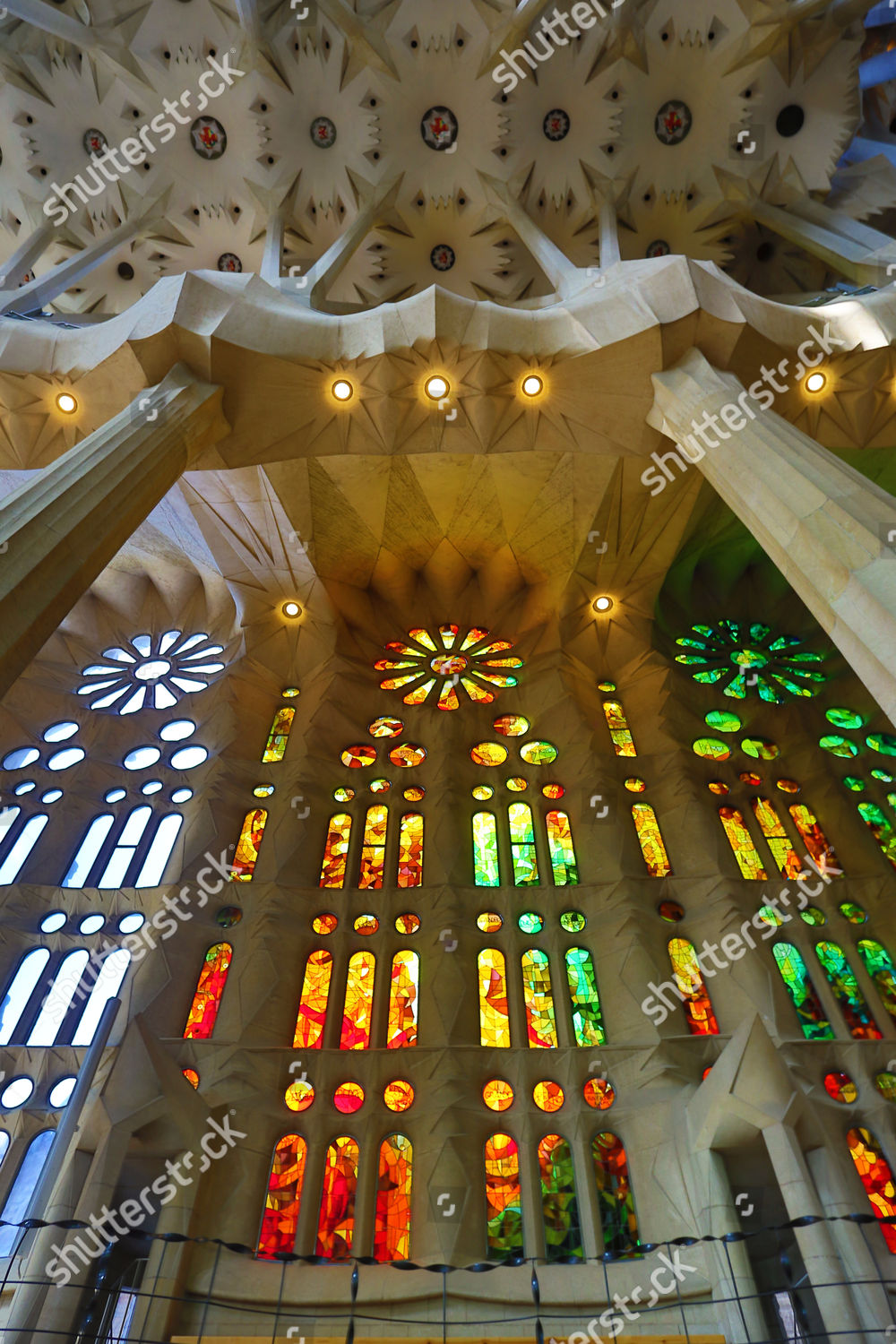 Interior Stained Glass Windows Basilica De Editorial Stock Photo ...