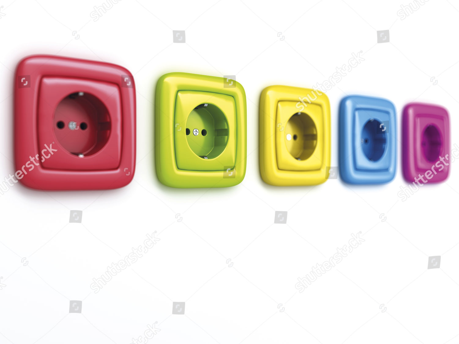 Different Coloured Sockets Power Points Editorial Stock Photo - Stock 