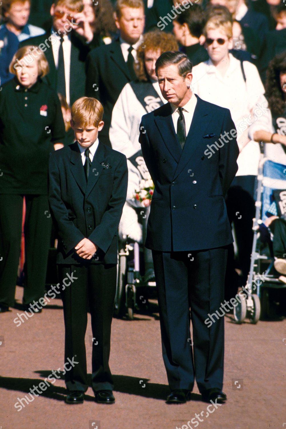 Prince Charles Prince Harry Princess Dianas Funeral Redaktionelles Stockfoto Stockbild Shutterstock