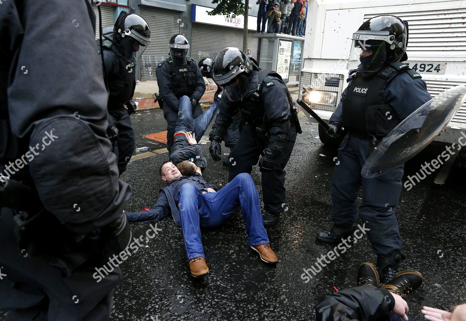 Psni Officers Removing Loyalist During Sitdown Editorial Stock Photo ...