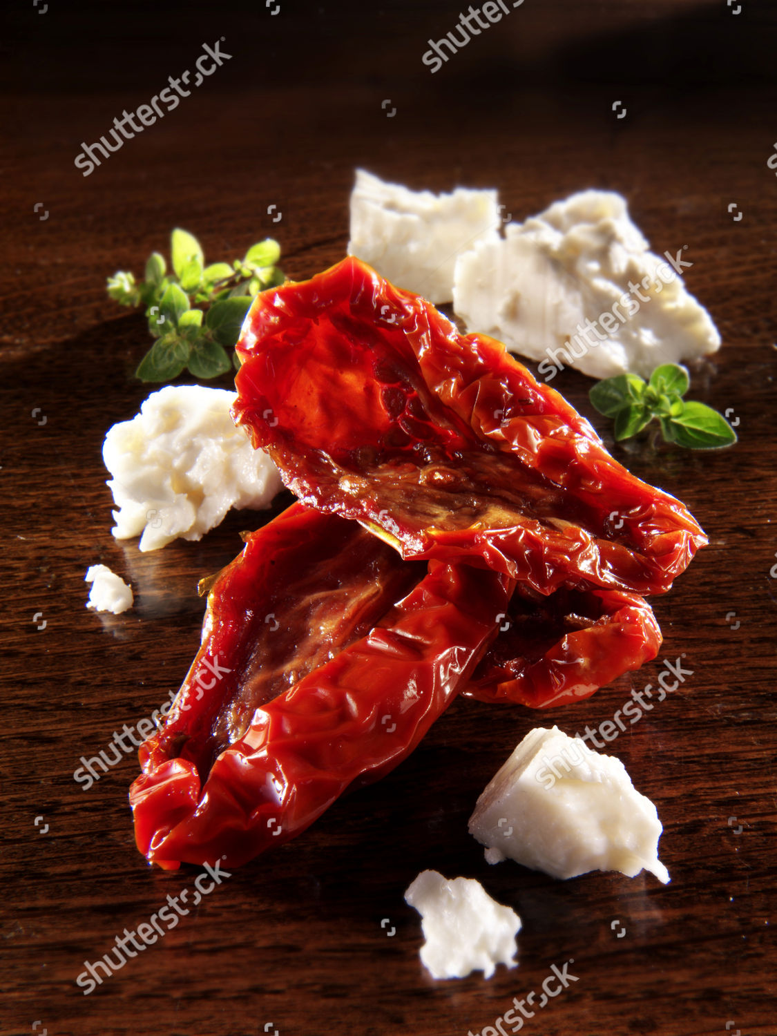 Sun Dried Tomatoes Feta Cheese Oregano Editorial Stock Photo Stock