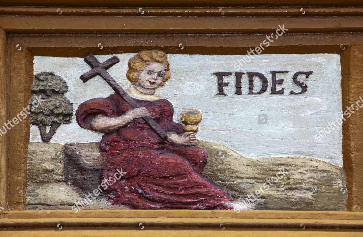 Fides Latin Faith Wood Carving Alte Editorial Stock Photo Stock Image