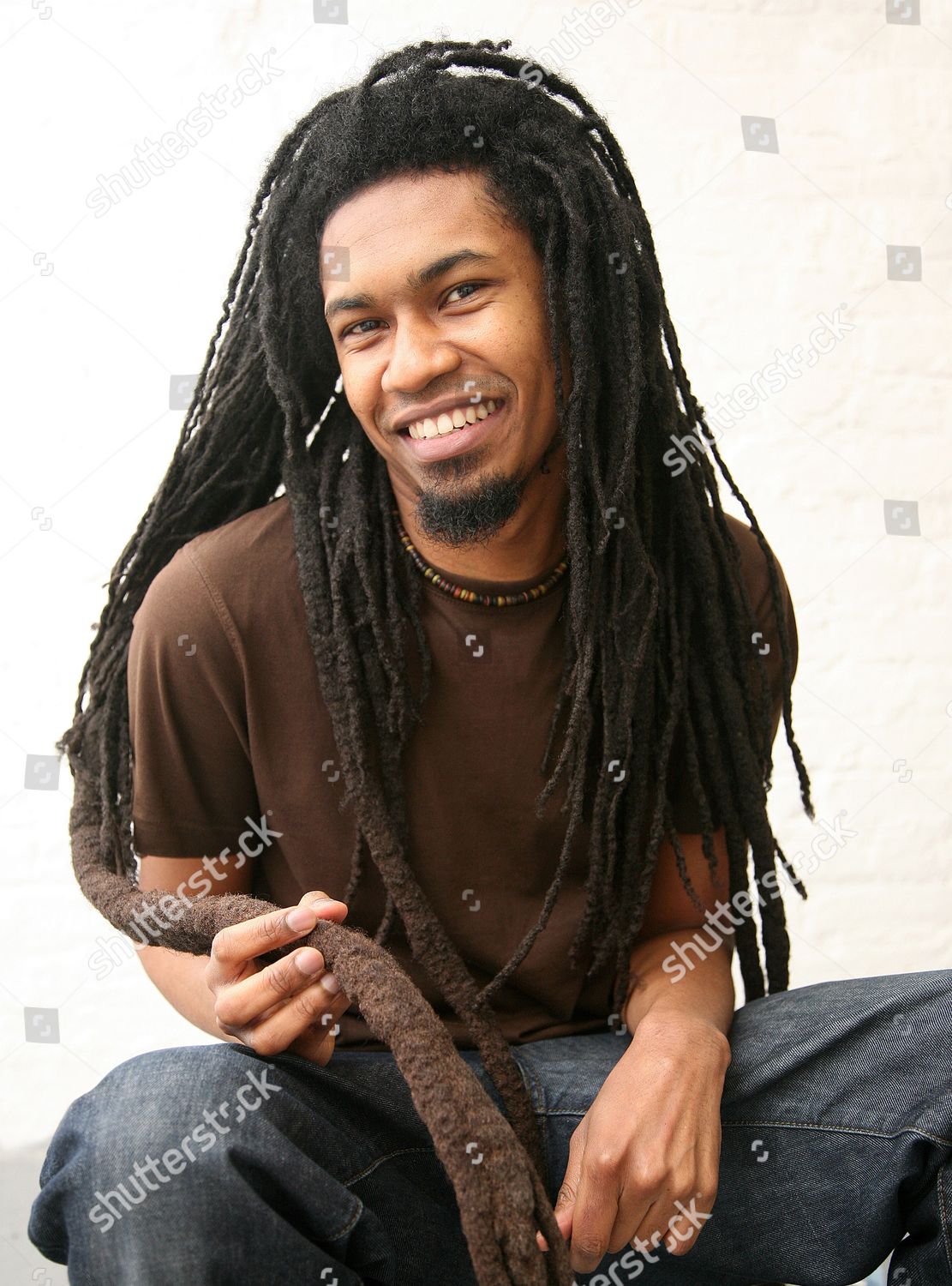 Model Released Portrait Black Man Long Dreadlocks Editorial