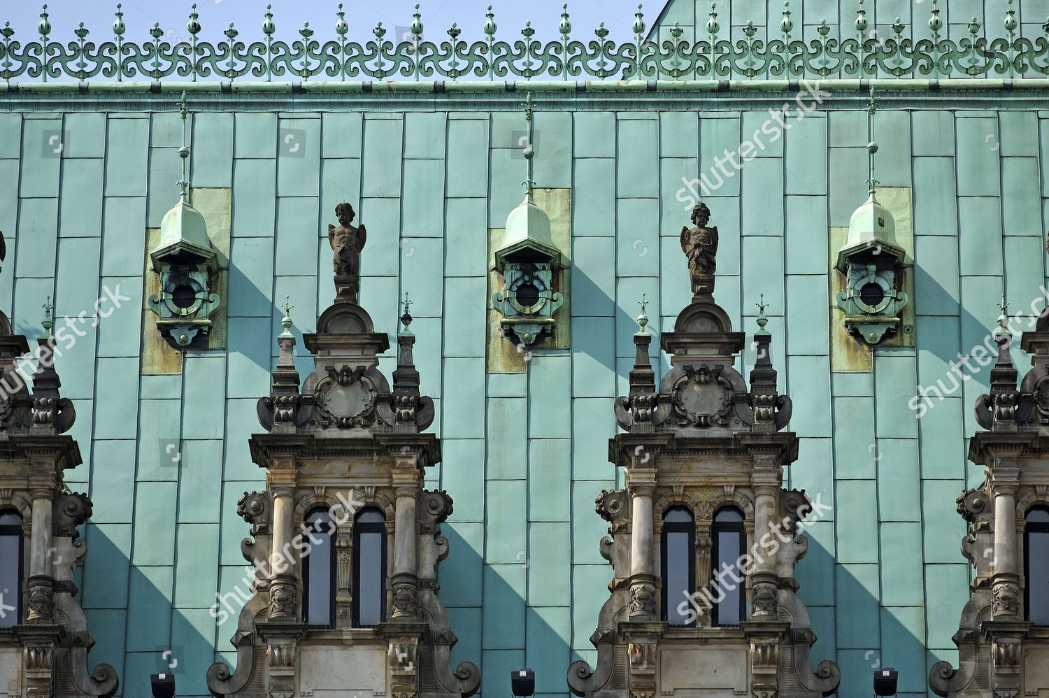 Copper Roof Dormers City Hall Hamburg Germany Editorial Stock