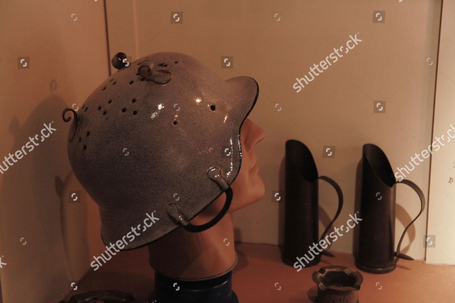 Helmet German Soldier Converted Into Colander Editorial Stock Photo