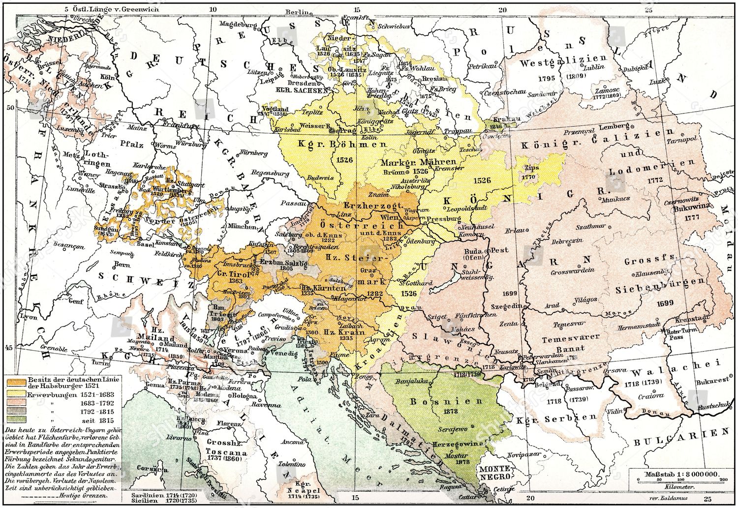 Historic Map Austrohungarian Empire Kuk Monarchy Editorial Stock Photo ...