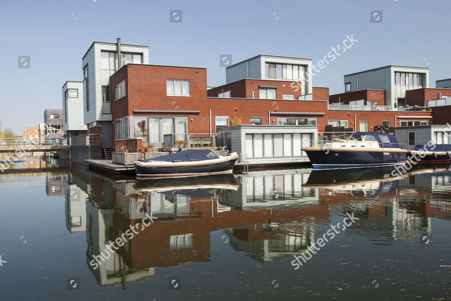 Houses Almere Next Canal Netherlands Youngest Editorial Stock Photo