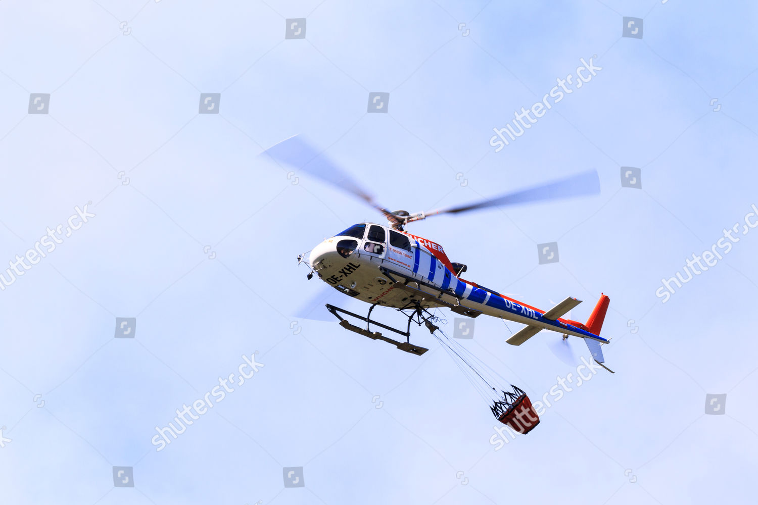 Helicopter Water Bucket During Forest Fire Editorial Stock Photo