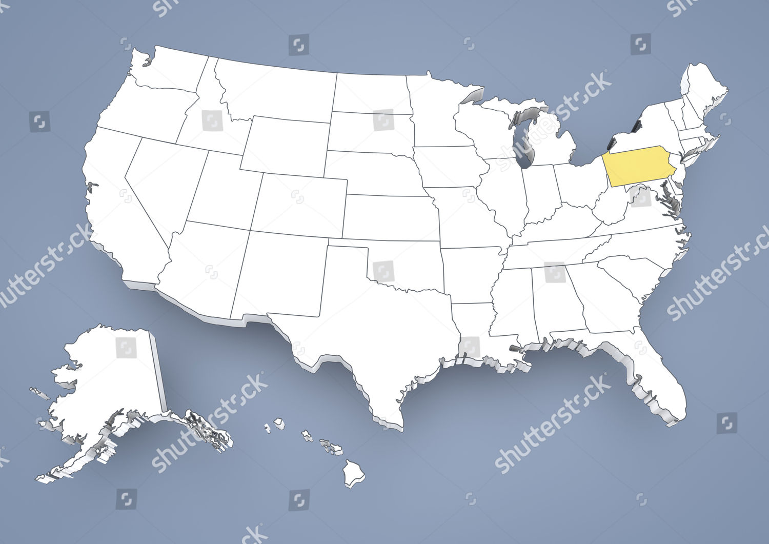 Pennsylvania Pa Highlighted On Contour Map Editorial Stock Photo ...