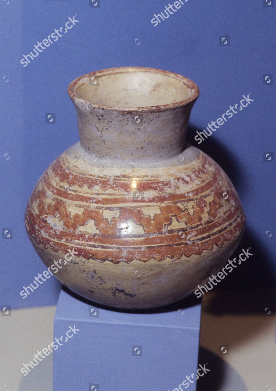 Ancient Aztec Pottery Jar Container Painted Designs Editorial