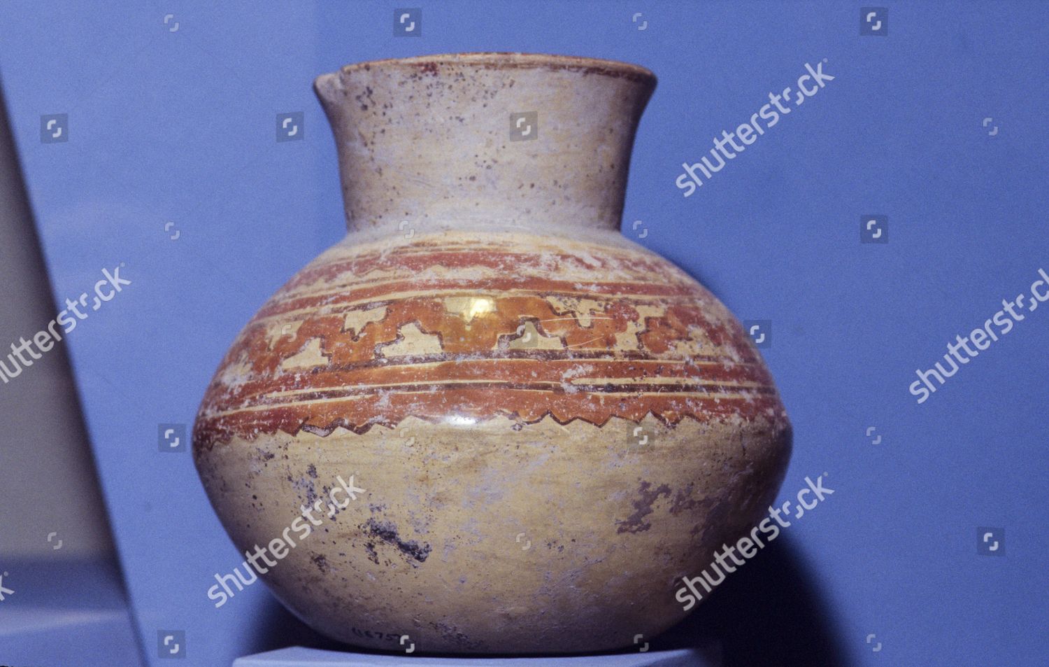 Ancient Aztec Pottery Jar Container Painted Designs Editorial