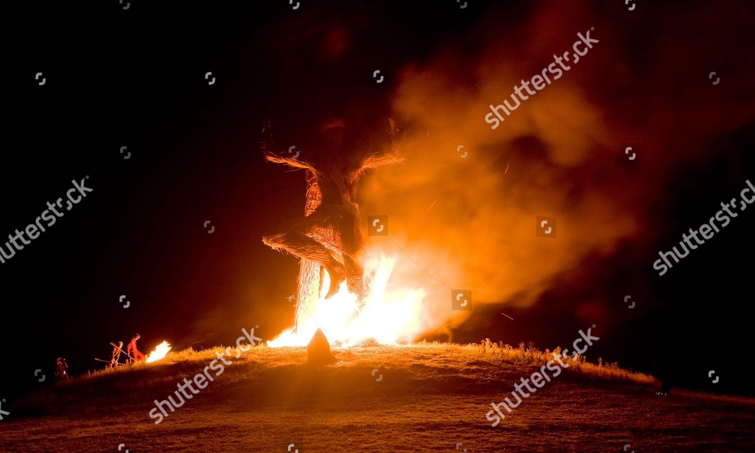 Wickerman Festival Burning 40 Foot Wickerman Editorial Stock Photo