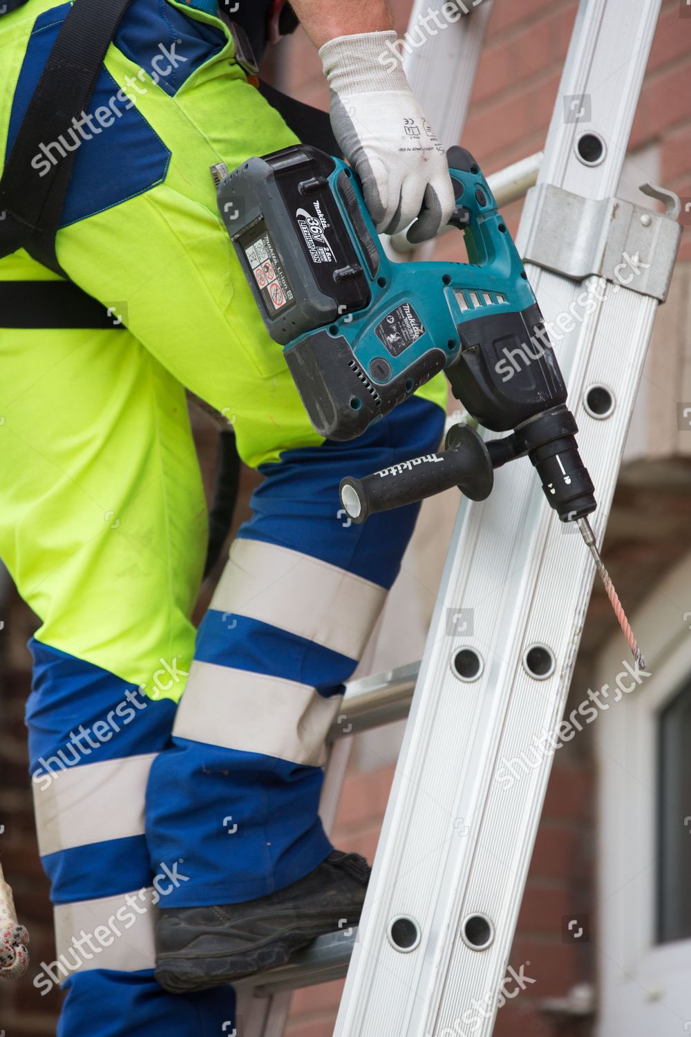 Cable Television Installation Engineer Carrying Drill Editorial Stock