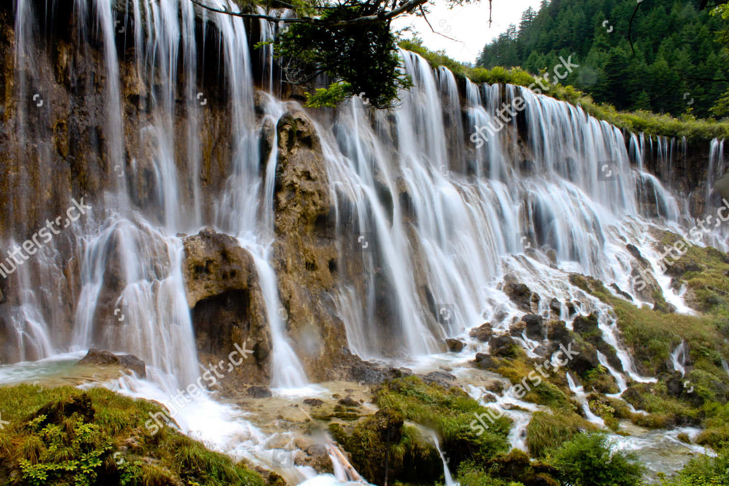 Waterfalls Huanglong Yellow Dragon Scenic Area Editorial Stock Photo ...